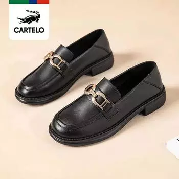 CARTELO/маленькие женские кожаные туфли из натуральной кожи, новые простые и универсальные лоферы на мягкой подошве, одинарные туфли в студенческом стиле 35