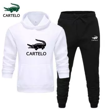 CARTELO Мужская и женская осенне-зимняя новая стильная повседневная толстовка с принтом, комплект мужских свитеров с длинными рукавами и воротником-стойкой, комплект пуловеров S чёрный