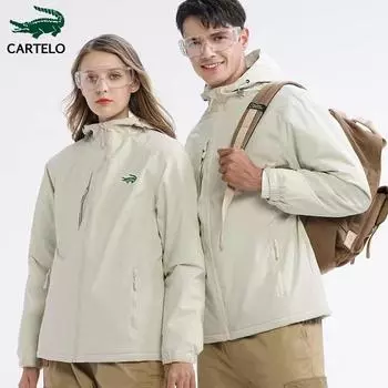 CARTELO Мужская и женская осенне-зимняя утолщенная плюшевая куртка с вышивкой, морозостойкая и теплая куртка M чёрный