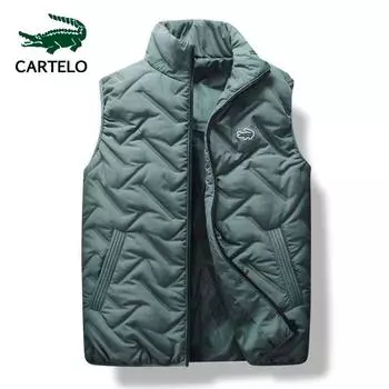 CARTELO Мужская куртка с вышивкой, осень-зима, пуховая хлопковая куртка с сердечком на спине, милое плечо, пальто с воротником-стойкой, куртка для пар, большие размеры 2XL зелёный