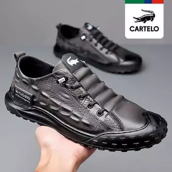 CARTELO Мужская обувь, новинка 2023 года, кожаная обувь, мужская обувь из натуральной кожи с узором крокодила, модная повседневная обувь, модная универсальная и дышащая обувь 38