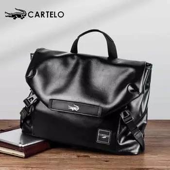 CARTELO Мужская сумка через плечо, большая вместимость, деловая повседневная сумка, модный трендовый рюкзак через плечо one size чёрный