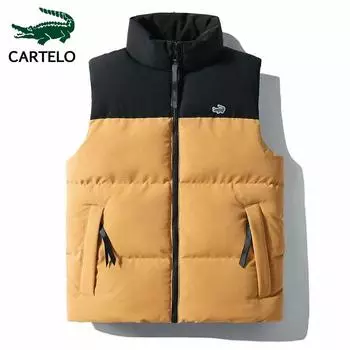 CARTELO Мужской жилет с вышивкой, осенне-зимний новый пуховый жилет с хлопковой спинкой, модное пальто с воротником в форме сердца, утепленный жилет для пар L