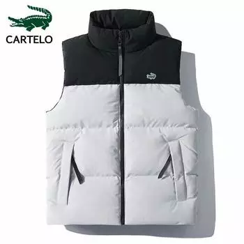 CARTELO Мужской жилет с вышивкой, осенне-зимний новый пуховый жилет с хлопковой спинкой, модное пальто с воротником в форме сердца, утепленный жилет для пар L