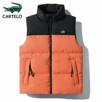 CARTELO Мужской жилет с вышивкой, осенне-зимний новый пуховый жилет с хлопковой спинкой, модное пальто с воротником в форме сердца, утепленный жилет для пар L