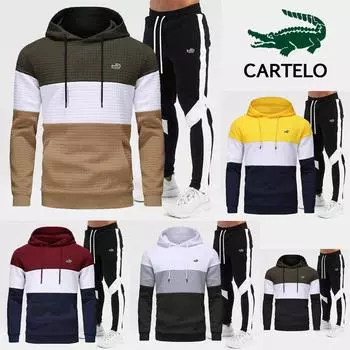 CARTELO новая осенне-зимняя толстовка в клетку с вышивкой и цветными блоками + штаны в стиле пэчворк, мужской комплект спортивной одежды S