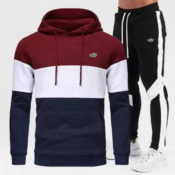 CARTELO новая осенне-зимняя толстовка в клетку с вышивкой и цветными блоками + штаны в стиле пэчворк, мужской комплект спортивной одежды S