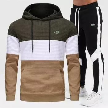 CARTELO новая осенне-зимняя толстовка в клетку с вышивкой и цветными блоками + штаны в стиле пэчворк, мужской комплект спортивной одежды S