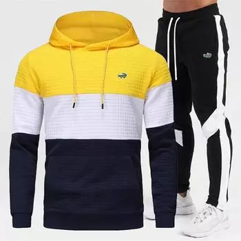 CARTELO новая осенне-зимняя толстовка в клетку с вышивкой и цветными блоками + штаны в стиле пэчворк, мужской комплект спортивной одежды S белый