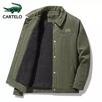 CARTELO Новое хлопковое пальто с вышивкой, мужское осенне-зимнее пальто, вельветовое хлопковое пальто, утолщенное плюшевое спортивное пальто из ягненка M