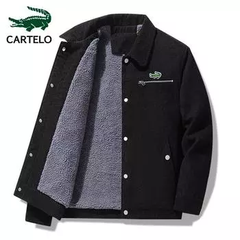 CARTELO Новое хлопковое пальто с вышивкой, мужское осенне-зимнее пальто, вельветовое хлопковое пальто, утолщенное плюшевое спортивное пальто из ягненка M