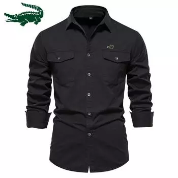 CARTELO новые рубашки европейского размера для весенне-осенних сезонов, мужские повседневные рубашки из чистого хлопка, модные деловые однотонные рубашки с длинными рукавами и вышивкой S