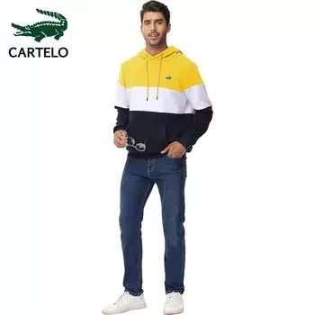 CARTELO осень и зима новая клетчатая мужская толстовка с цветными блоками с вышивкой в стиле хип-хоп уличная толстовка с капюшоном для пар S