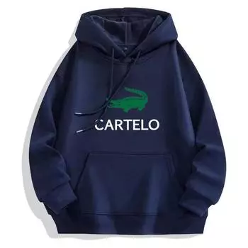 CARTELO осень/зима утепленная плюшевая толстовка с принтом чернобурки и лисы высокого качества из хлопка S чёрный