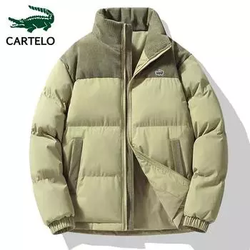 CARTELO осенне-зимнее вышивка новое теплое контрастное вельветовое хлопковое пальто с воротником-стойкой для женщин и пар