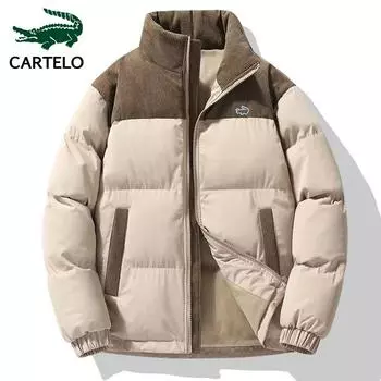 CARTELO осенне-зимнее вышивка новое теплое контрастное вельветовое хлопковое пальто с воротником-стойкой для женщин и пар S