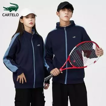 CARTELO осенне-зимний мужской и женский утолщенный спортивный свитшот на молнии с вышивкой и воротником-стойкой S