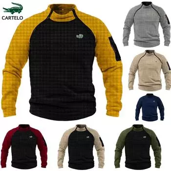 CARTELO осенне-зимний новый клетчатый мужской свитшот с двойной молнией и вышивкой S