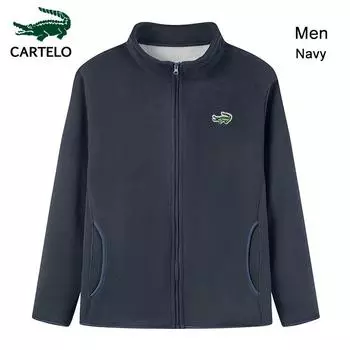 CARTELO осенне-зимняя мужская флисовая куртка с плюшем и утолщенной коралловой кашемировой курткой из ягненка для тепла и отдыха, большого размера M чёрный