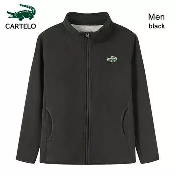 CARTELO осенне-зимняя мужская флисовая куртка с плюшем и утолщенной коралловой кашемировой курткой из ягненка для тепла и отдыха, большого размера M чёрный