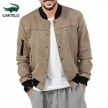 CARTELO осенне-зимняя замшевая мужская куртка-кардиган с воротником-стойкой и пуговицами, повседневная трендовая куртка S