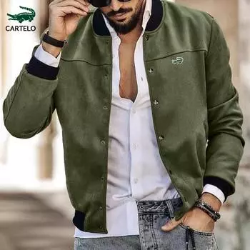 CARTELO осенне-зимняя замшевая мужская куртка-кардиган с воротником-стойкой и пуговицами, повседневная трендовая куртка S