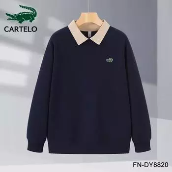 CARTELO осенние и зимние утолщенные и плюшевые теплые мужские и женские толстовки-поло из высококачественного хлопка с вышивкой S темно-синий