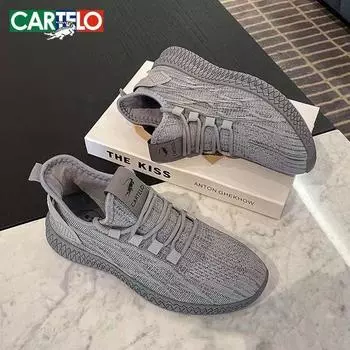 CARTELO/повседневная мужская и женская летная тканая обувь в одном стиле, удобная прогулочная обувь на мягкой подошве, водонепроницаемая 35 чёрный