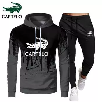 CARTELO Спортивный костюм Мужские комплекты Весна Осень Зима Толстовки Брюки Комплект из 2 предметов + Беговая толстовка Мужская брендовая толстовка Спортивные джоггеры Спортивные штаны Костюм Мужской S белый