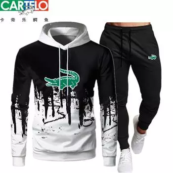 CARTELO Спортивный костюм Мужские комплекты Весна Осень Зима Толстовки Брюки Комплект из 2 предметов + Беговая толстовка Мужская брендовая толстовка Спортивные джоггеры Спортивные штаны Костюм Мужской