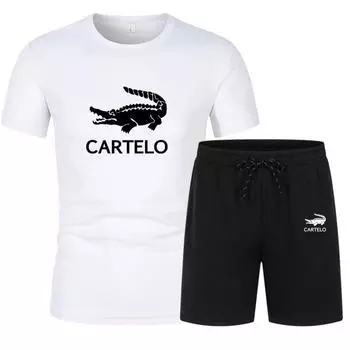 CARTELO спортивный костюм мужской 2024 летняя одежда комплект спортивной одежды из двух предметов футболка шорты брендовая спортивная одежда быстросохнущая спортивная одежда