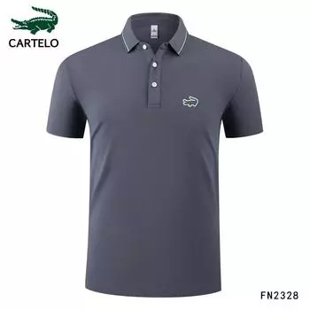 CARTELO Вышивка 2024 Лето Новая рубашка поло Высококачественный хлопок Мужская дышащая рубашка с короткими рукавами Деловая повседневная рубашка-поло для мужчин M чёрный