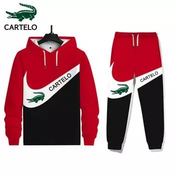 CARTELO весенне-осенний мужской женский костюм с капюшоном с 3D принтом + костюм с длинными рукавами для отдыха S