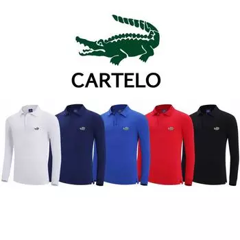 CARTELO весна и осень новые мужские и женские рубашки-поло высокого качества с вышивкой из 100 хлопка с длинными рукавами, дышащие и удобные L чёрный