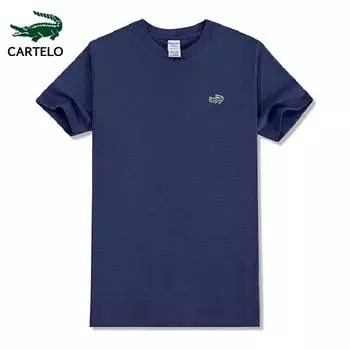CARTELO весна/лето новая футболка из 100 хлопка с вышивкой и круглым вырезом для мужчин и женщин S темно-синий