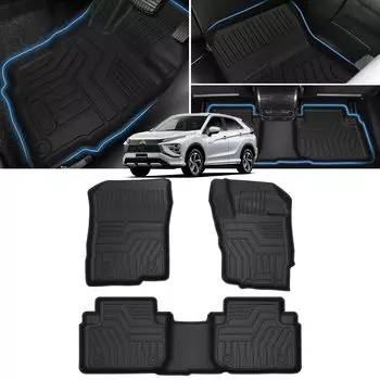 Cartist Mitsubishi Eclipse Cross GK Series Напольный коврик GK1W GK9W Тип 3D Напольный коврик Автомобильный коврик Второй коврик Eclipse Cross Водонепроницаемый коврик Устойчивый к пятнам TPE чёрный