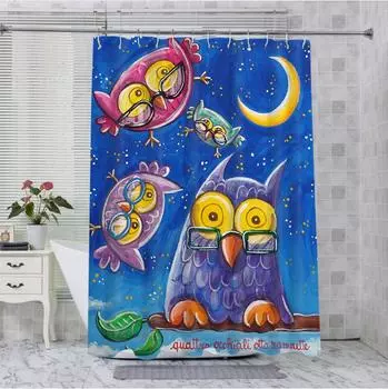 Carton Animal Bathing Curtain Bathroom Shower Curtain Waterproof With 12 Hooks Home Deco Free Ship 180x180cm curtain