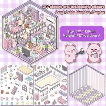 Cartoon 3D Landscape Stickers Stress Relief Pocket Cabin Scene Sticker for Adult Children 1