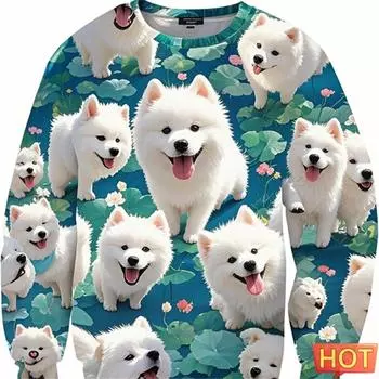 Cartoon 3D Print Samoan Graphic Sweatshirts New In Hoodies & Sweatshirts Samoan Dog Streetwear Sportwear Mens Pullover Hoodie S