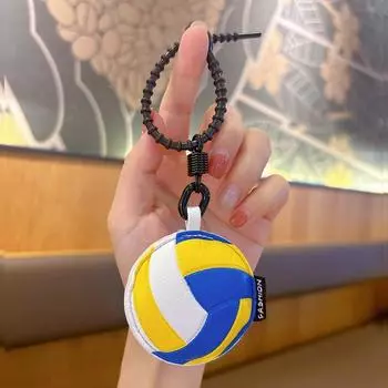 Cartoon 3D Rugby Football Pendant Volleyball Car Key Ring Ball Leather Keychain Women Men Football