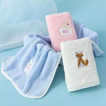 Cartoon Absorbent Towels Coral Fleece Face Towel for Adults Kids Soft Bath Hand Towel Gift Bathroom Towels for Home Bathroom 40x80cm синий
