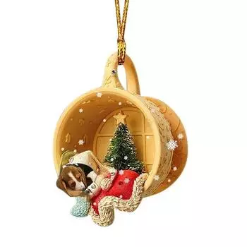 Cartoon Acrylic Cute Flat Dog Cup Holiday Ornament For Car Decoration Interior 1