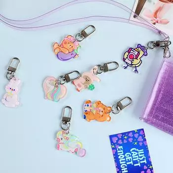 Cartoon Acrylic Money Purse Pendant Wallet Backpack Korean Key Holder Keychain ~ C