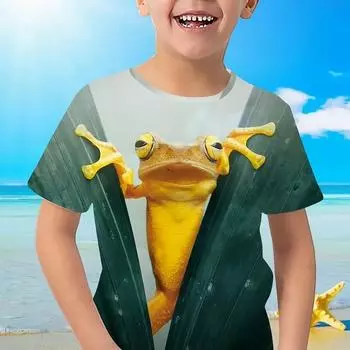 Cartoon Animal 3d Print Boys Creative T Shirt Casual Lightweight Comfy Short Sleeve Tee Tops Kids Boy Clothes for Summer 150