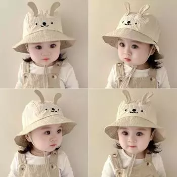 Cartoon Animal Boys Girls Sunhat Cute Ear Fisherman Caps Casual Baby Bucket Cap Toddler хаки