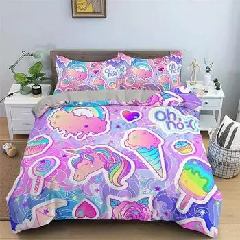 Cartoon Animal Duvet Cover Luxury Soft Bedding Set For Children Bedroom Quilt / Comforter Cover King Twin Home Decor 2/3Pcs 135x200cm 2pcs