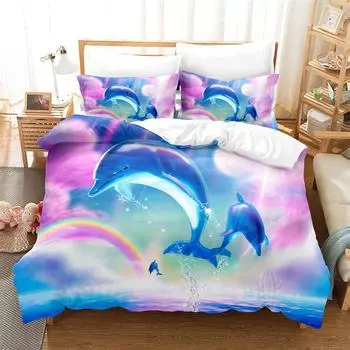 Cartoon Animal Duvet Cover Set Fashion Bedding Set Lovers Linen Queen Size Bed Girl Comforter Cover Set Children Bedding Set EU single(135x200cm)