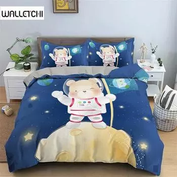 Cartoon Animal Duvet Cover Set Kids Lion Hippo Giraffe Pattern Bedding Set,Duvet Cover Comforter Bed Set Quilt Cover Pillowcase 135x200cm 2pcs