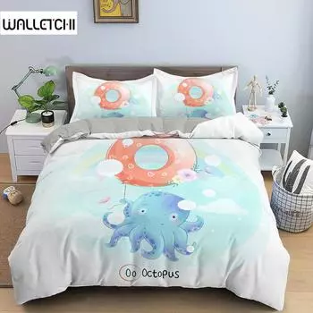 Cartoon Animal Duvet Cover Set Microfiber Letter Animal Pattern Quilt Cover King Queen Twin Size Bedclothes 2/3pcs Bedding Set EU single(135x200cm)
