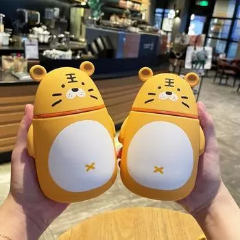 Cartoon Animal Glass Water Bottle Kids Creative Personality Portable Mug Cute Tiger Drinking Cup Drinkware 300ml 300ml жёлтый